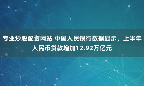 专业炒股配资网站 中国人民银行数据显示，上半年人民币贷款增加12.92万亿元
